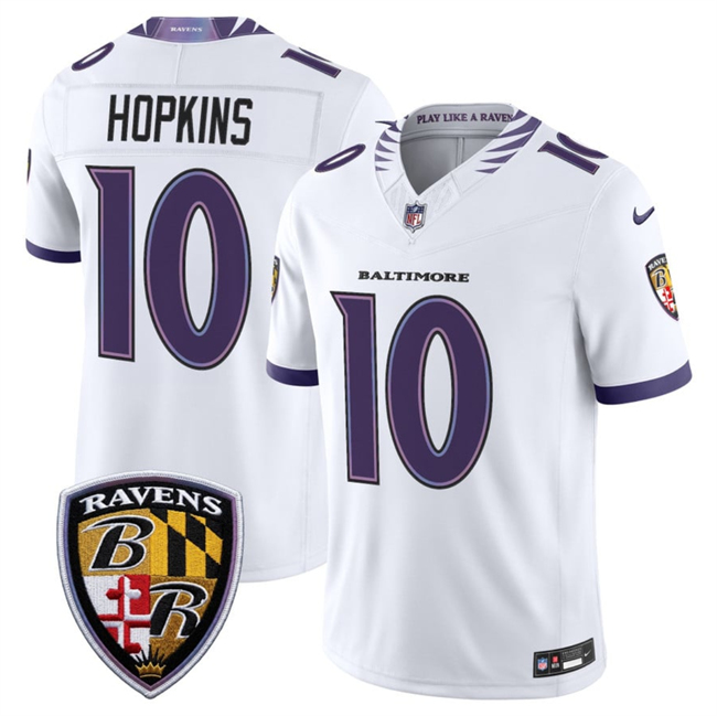Men's Baltimore Ravens #10 DeAndre Hopkins White 2026 F.U.S.E. Vapor Stitched Limited Football Jersey